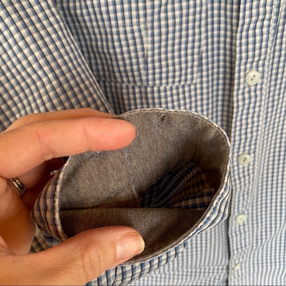 Columbia Blue Checked Long Sleeve Button Down Top - Picture 4 of 7